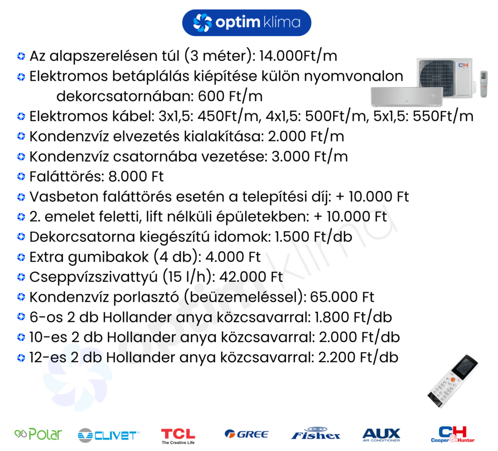 klímaszerelés árak pest megye